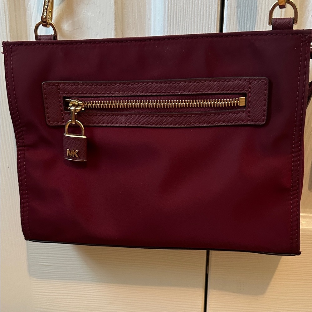 Michael Kors Dark Red Crossbody Bag with Gold Accents